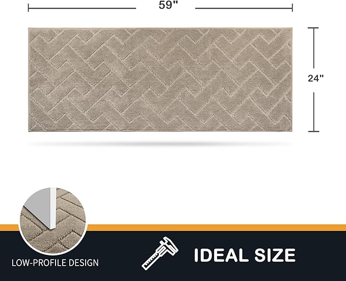PURRUGS Dirt Trapping Door Mat 24" x 59", Non-Slip Machine Washable Entry Rug, Shoe Scraper, Dog Doormat, Super Absorbent Welcome Mat for Front & Back Door, Muddy Wet Shoes & Paws, Taupe