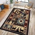 Rustic Cabin Wildlife Area Carpet for Living Room 4x6 Area Rug for Bedroom,Buffalo Plaid Bear Moose Deer Country,Vintage Throw Rug Indoor Rugs Non Slip Soft Floor Carpets Mat for Dining Room,Office