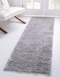 Unique Loom Davos Shag Collection Area Rug - Solid (2' 7" x 13' 1" Runner, Sterling)