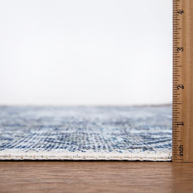 Bloom Rugs Washable Non-Slip 5' x 7' Rug - Blue/Gray Traditional Area Rug for Living Room, Bedroom, Dining Room, and Kitchen - Exact Size: 5' x 7'
