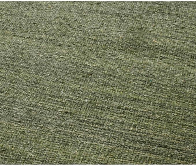 Rugsotic Carpets Hand Woven Flat Weave Kilim Wool ECO-Friendly Area Rugs - 10'x10', Square Shape, Olive Color, Solid Plain Design, Low Pile Handmade Area Rugs for Living Room, Bed Room (D00111)