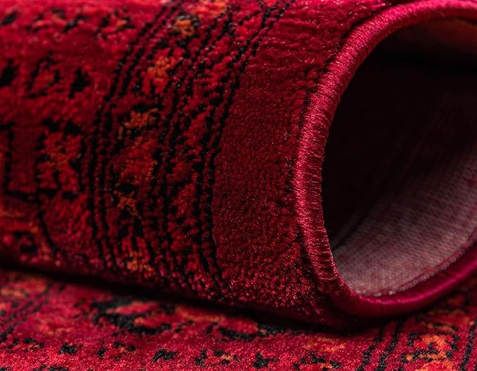 Unique Loom Tekke Collection Over-Dyed Saturated Traditional Torkaman Area Rug (6' 0 x 9' 0 Rectangular, Red/Black)