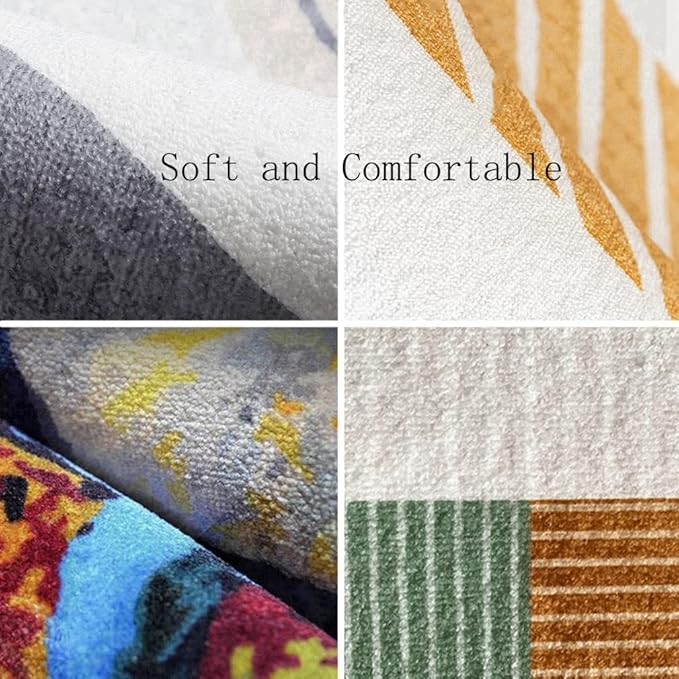 Vintage Boho Area Rugs Multicolor Ethnic Style Geometric Splicing Carpets Bedroom Living Room Kitchen Floor Mats Indoor Outdoor Non-Shedding Runner Rug Home Décor Carpet 5' X 7'