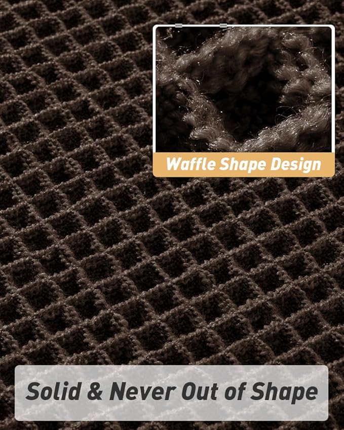 AMOAMI Upgraded Waffle Bath Mat, Super Absorbent Non Slip Bath Mats for Bathroom Floor, Machine Washable Bathroom Rugs with Tassels, Rubber Backed Bathroom Mats, Ultra Soft, 24" x 36", Chocolate