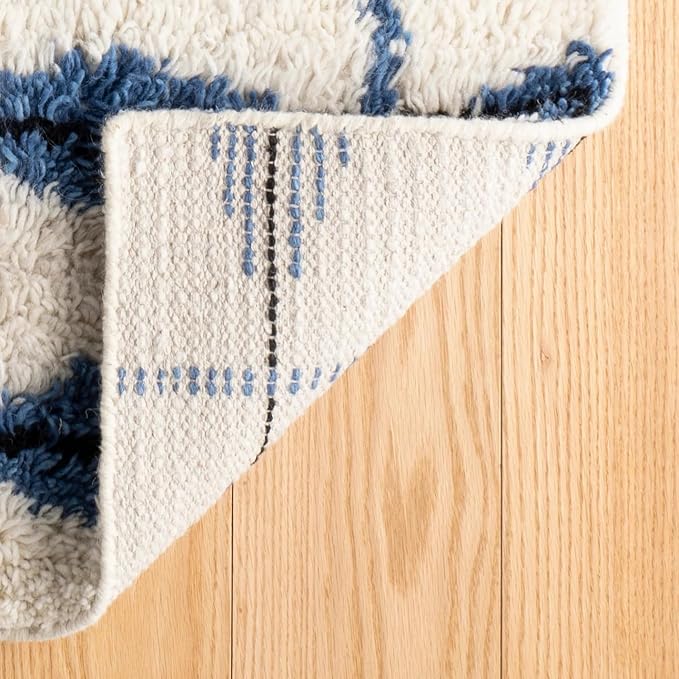 Dash & Albert Noma Indigo Handwoven Wool Rug, 8.5 X 11.5 Feet, Blue Geometric Pattern