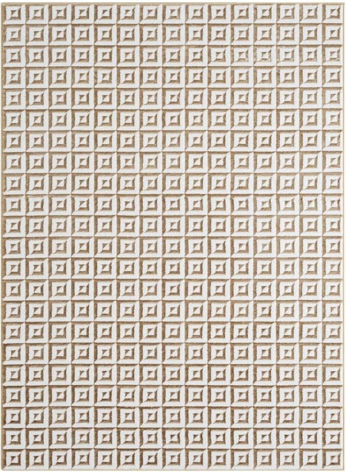 LUXE WEAVERS Geometric Greek Pattern Area Rug, Gold, 4'X5'