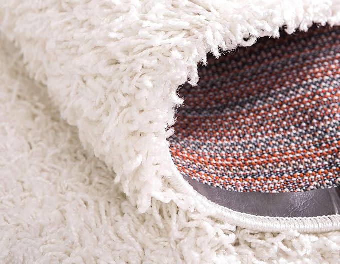 Unique Loom Solid Shag Collection Area Rug (8' Square, Snow White)