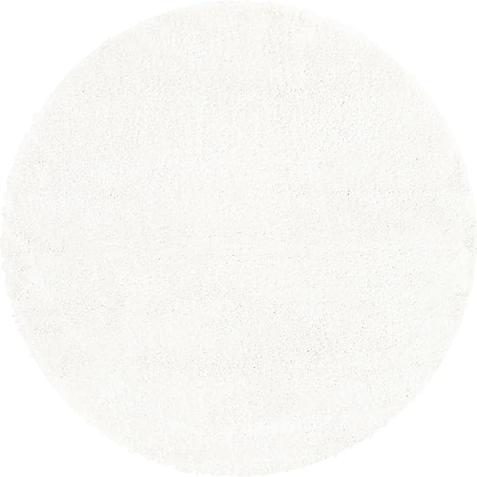 Unique Loom Solo Collection Area Rug - Calabasas (5' 3" Round, Snow White)