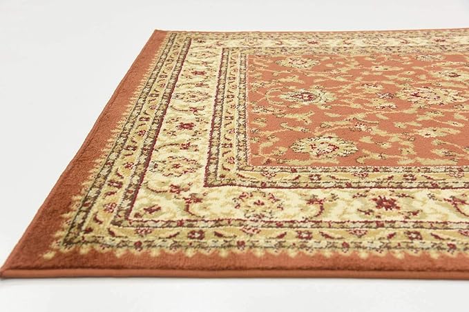 Unique Loom Voyage Collection Traditional Oriental Classic Intricate Design Area Rug (4' 0 x 6' 0 Rectangular, Terracotta/Ivory)