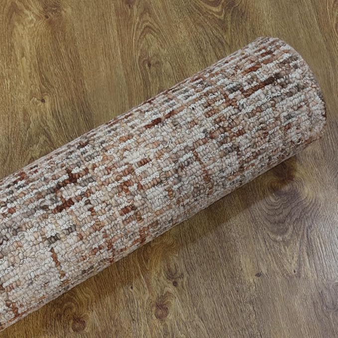 Rugsotic Carpets Hand Tufted Wool ECO-Friendly Area Rugs - 3'x5', Rectangle Shape, Beige & Brown, Solid Plain Design, High Pile Thick Handmade Area Rugs for Living Room, Bed Room (KWC111)