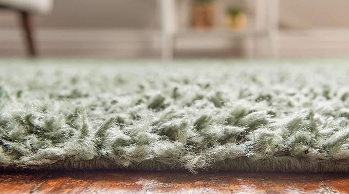 Unique Loom Davos Shag Collection Area Rug - Solid (4' 1" x 6' 1" Rectangle, Sage)