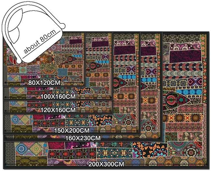 Vintage Boho Area Rugs Multicolor Ethnic Style Geometric Splicing Carpets Bedroom Living Room Kitchen Floor Mats Indoor Outdoor Non-Shedding Runner Rug Home Décor Carpet 2' X 6'