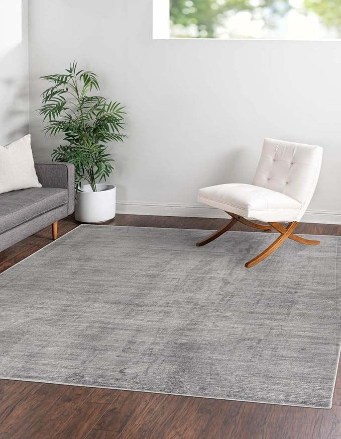 Unique Loom Finsbury Collection Area Rug - Kate (7' 10" Square, Gray/ Ivory)