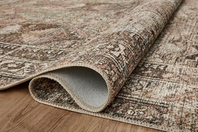 Loloi Amber Lewis Billie Collection, Clay & Sage 2'-6" x 12'-0" Area Rug – Antique & Distressed Accent Rugs for Living Room, Bedroom, Entryway & Hallway, No Shed High Traffic Area Home Decor Rug