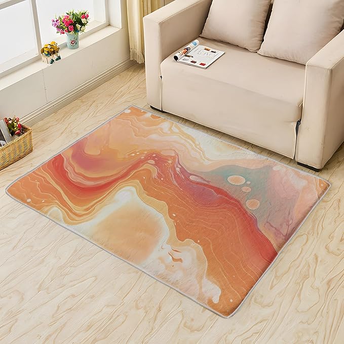 Sunset Rug, 7x9 Rug, Artistic Rugs for Living Room Bedroom Dining, Abstract Large Area Rug, Washable Rug Non Slip Soft Indoor Carpet, Kids and Pets Friendly, Sunset Home & Room Decor
