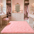 Zentavio Pink Rugs for Girls Room 4x6 Area Rugs for Living Room Cute Carpet for Bedroom Washable Soft Fluffy Shag Aesthetic Plush High Pile Throw Rug for Nursery Kids Room Dorm Room