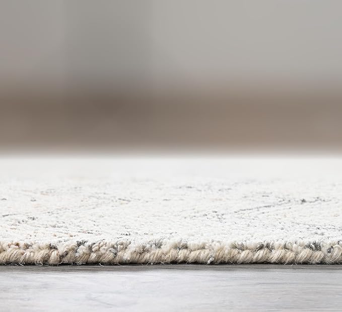 Modern Herringbone Chevron Collection Handcrafted Wool Area Rug - Durable, Zigzag Pattern, for High Traffic, Contemporary Design for Living Room, Bedroom, Dining Room Decor (Ivory-Multi, 10' x 14')