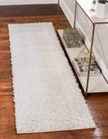 Unique Loom Davos Shag Collection Area Rug - Solid (2' 7" x 10' Runner, White/ Ivory)