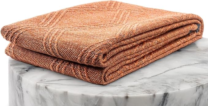 LUXE WEAVERS Modern Farmhouse Orange 5x7 Washable Area Rug, Anti-Slip Diamond Pattern Carpet