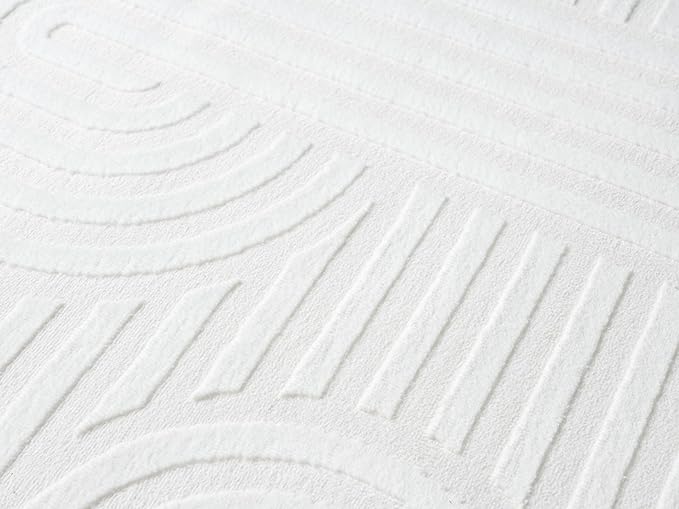 Annabel Modern Geometric Area Rug for Living Room, 8x10 Contemporary Arched Cream Neutral Rug, Stain Resistant Non-Shedding Carpet for Bedroom, Dining Room or Kitchen (8' x 10', Cream)