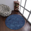 Hand Knotted Loom Wool ECO-Friendly Area Rugs - 8'x8', Round, Blue Color, Solid Plain Design, High Pile Thick Handmade Anti Skid Area Rugs for Living Room, Bed Room (L00111)