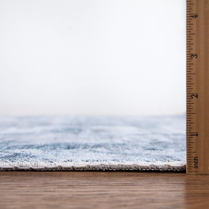 Bloom Rugs Caria Washable Non-Slip 6x9 Rug - Blue/Gray Modern Abstract Area Rug for Living Room, Bedroom, Dining Room, and Kitchen - Exact Size: 6' x 9'