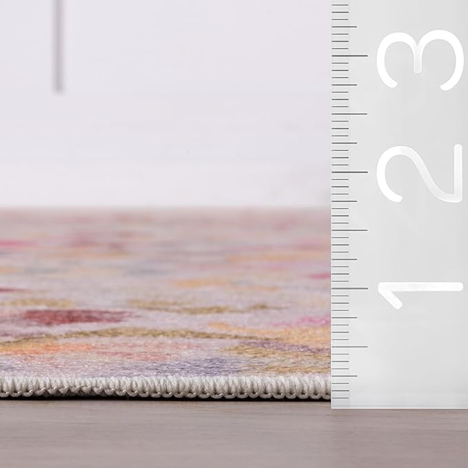 Dash & Albert INES Multi Machine Washable Rug, 9.5 X 13.5 Feet, Multicolored/Yellow Floral Pattern