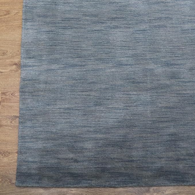Rugsotic Carpets Hand Knotted Gabbeh Wool 9'x12' Area Rug Solid Light Blue L00111