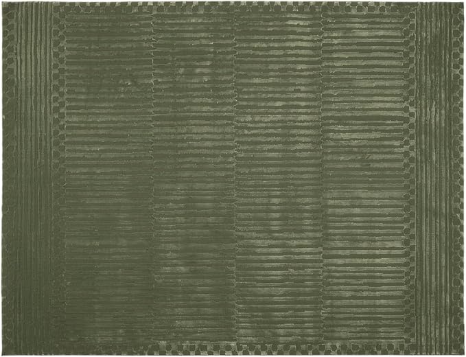 Revival Rugs Soloba 7'10"x10' Washable Area Rug for Living Room Bedroom - 100% Recycled Oeko-TEX Certified, Medium Pile, Green