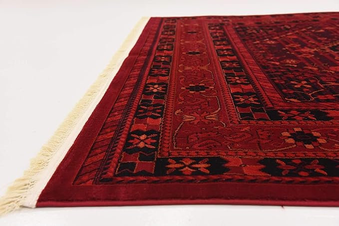 Unique Loom Tekke Collection Area Rug - Sheibani (7' 10" x 11' Rectangle, Red/ Black)