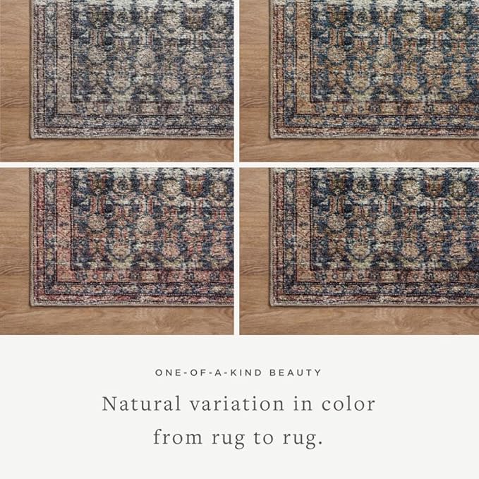 Loloi Amber Lewis Billie Collection, Ocean & Brick 3'-6" x 5'-6" Area Rug – Antique & Distressed Accent Rugs for Living Room, Bedroom, Entryway & Hallway, No Shed High Traffic Area Home Decor Rug