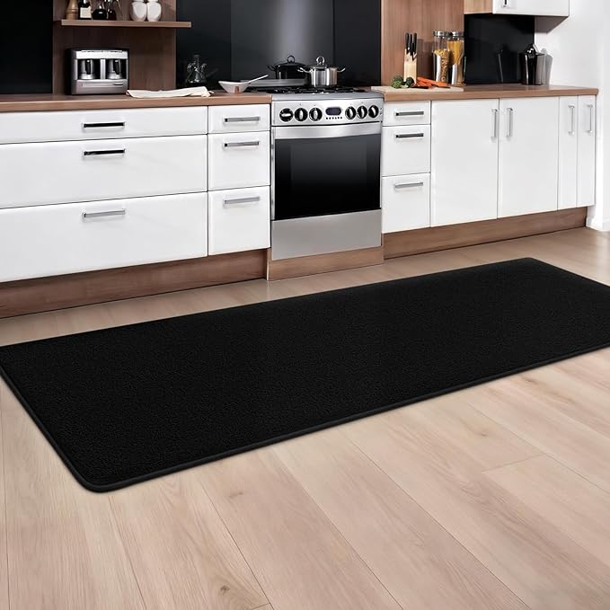 Modern Hallway Runner Rug, 2x6 Rug Runners for Kitchen, Black Washable Long Runner Rugs for Hallways, Soft Indoor Carpet for Bedroom Bedside, Non-Slip Memory Foam Rugs for Entrance Living Room Décor