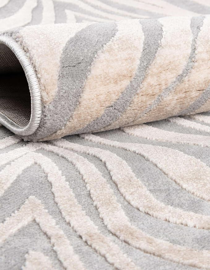 Unique Loom Finsbury Collection Area Rug - Meghan (7' 10" x 10' Oval, Gray and Ivory)