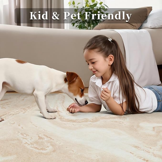 Ciicool Modern Abstract Area Rug 2x3 Washable Small Soft Entryway Rugs, Light Brown Non-Slip Low Pile Throw Entry Rug, Foldable Kitchen Bathroom Rugs Floor Carpet for Entrance Bedroom Indoor Doormat