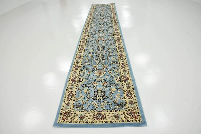 Unique Loom Sialk Hill Collection Area Rug - Washington (2' 11" x 16' 5" Runner Light Blue/Navy Blue)