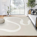 Abani Deco Collection Area Rug - Beige Modern Abstract Ribbon Design - 6' x 9' - for Living Room, Bedroom & Office