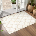 Lahome Moroccan Washable Rugs 2x3 - Small Area Rug 2x3 Non-Slip Kitchen Rug Soft Throw Non-Shedding Bedroom Rug Bath Mat Ivory Distressed Doormat Entry Way Rugs Indoor for Kids Nursery Room Bedside