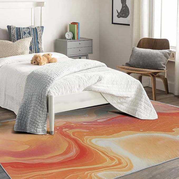 Sunset Artistic Rug - 8x10, Abstract, Washable, Non Slip, Soft Indoor Carpet for Living Room, Bedroom, Dining, Kids and Pets Friendly, Sunset Home & Room Decor