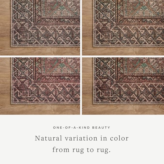 Loloi Amber Lewis Billie Collection BIL-04 Aqua/Rust 8'-6" x 11'-6", 0.19" Thick Area Rug