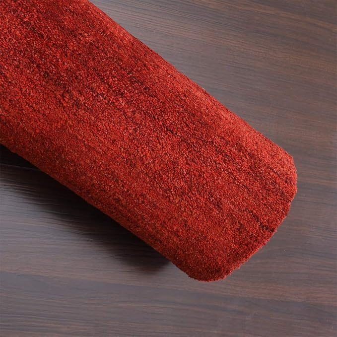 Hand Knotted Loom Wool ECO-Friendly Area Rugs - 10'x13', Rectangle, Light Red Color, Solid Plain Design, High Pile Thick Handmade Anti Skid Rugs for Living Room (L00111)
