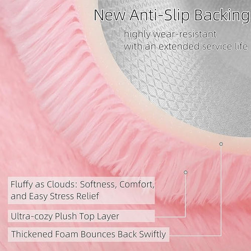 2x6 Solid Fluffy Pink Area Rug – Washable, Durable, Small Bedroom Runner Rug, Non-Slip Shag Rugs for Hallway, Girls Room, Living Room, Bedroom, Bedside, Dorms, Kids Room, Sofa Coffee Table