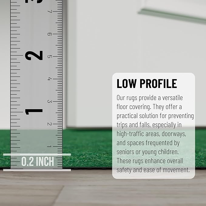 Ottomanson 2' x 20' Hallway Runner with Scraper Pile Extra Durable Non-Slip Rug Mat for Indoor & Outdoor Use - Ideal for Kitchen, Entryway, Patio & Garage - High-Traffic Carpet, Green