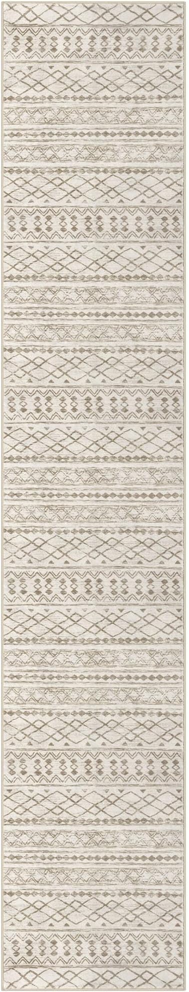 KUTA Boho Runners for Hallways 2.6x14 ft Moroccan Beige Washable Long Hall Carpet Non-Slip Vintage Soft Distressed Geometric Kitchen Runner Rug for Bedroom Laundry Living Room