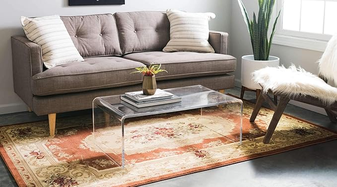 Unique Loom Versailles Collection Traditional Classic Floral Motif Area Rug (3' 3 x 5' 3 Rectangular, Terracotta/ Ivory)