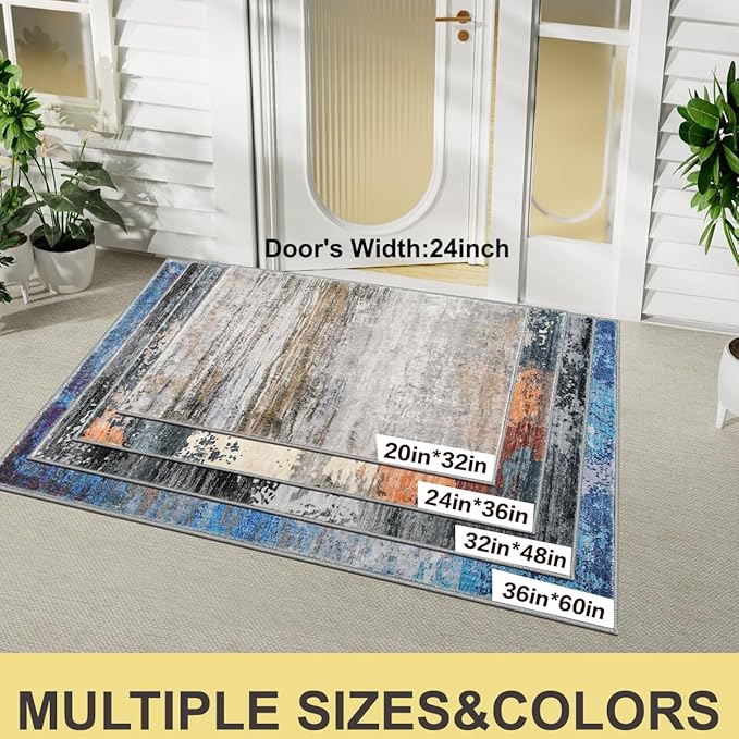 COMSLE Door Mat Soft Absorbent Indoor Front Entryway Rug Machine Washable Entrance Mats for Muddy Paws for Muddy Paws Non Slip Throw Rugs 24" x 48" Doormat for Inside Foyer Bedroom - Yellow