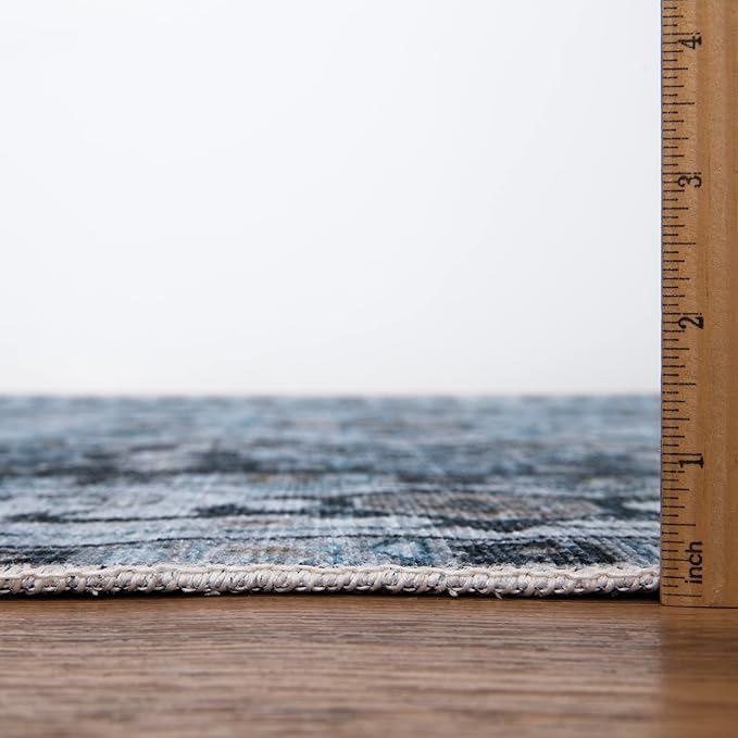 Bloom Rugs Washable Non-Slip 2x3 Rug - Navy Blue Traditional Oriental Area Rug for Living Room, Bedroom, Dining Room, and Kitchen - Exact Size: 2' x 3'