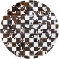 Sn Alef Home Black & White Round Rug | Checkered Floral Designer Carpet for Living Room | Handcrafted Circular Floor Mat for Home Decor & Meditation Space(10x10)