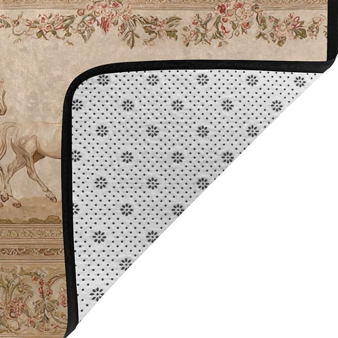 Horse Western Boho Ethnic Style Area Rug Washable Outdoor Rugs Anti-Slip Soft Carpet Entryway Indoor Door Mat for Bedroom,Living Room,Porch,Terrace and Entrance Decor 3'x 2'