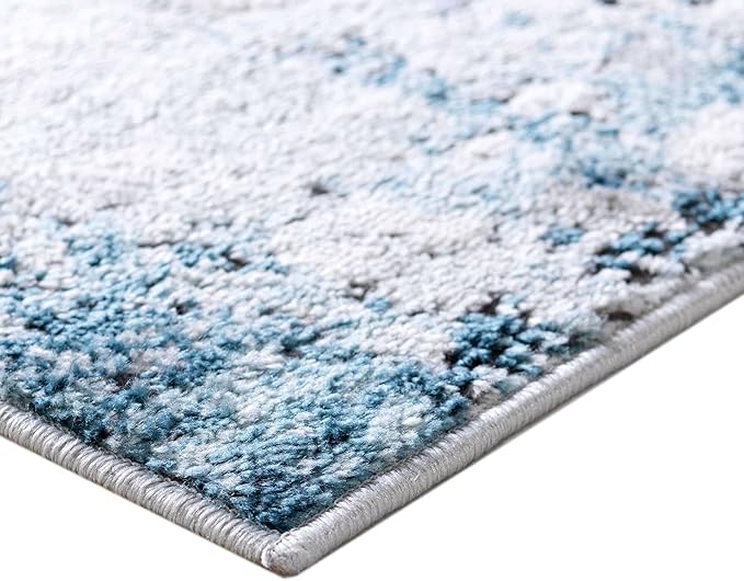 Rugs.com Leipzig Collection Area Rug – 7X10 Blue Low-Pile Rug Perfect for Bedrooms, Dining Rooms, Living Rooms