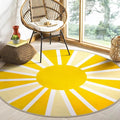 Lahome Yellow Rainbow Sun Round Rug: 3ft Washable & Non-Slip Low Pile with Cute Boho Print for Nursery, Bathroom, Bedroom, Kids Room & Dorm